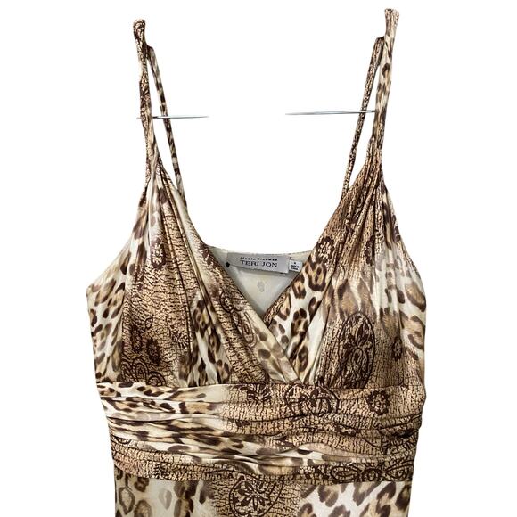 Teri Jon by Rickie Freeman 100% Silk Animal Print Babydoll Dress US4 Vintage Y2K - Picture 3 of 12